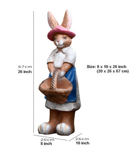 Garden Courtyard Ornaments, Large Rabbit Statue for Garden, Villa Outdoor Decor Gardening Ideas, Bunny Flowerpot, Modern Garden Sculptures-LargePaintingArt.com