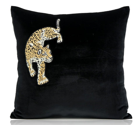 Contemporary Throw Pillows, Cheetah Decorative Throw Pillows, Modern Sofa Pillows, Black Decorative Pillows for Living Room-LargePaintingArt.com