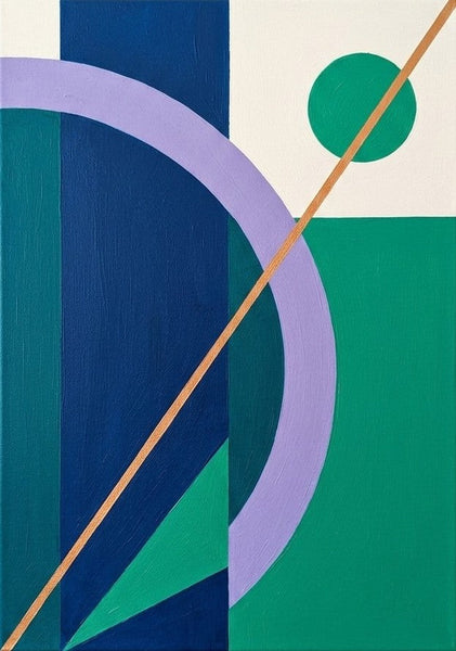 Geometric Pattern Abtract Art for Modernism Decor, Blue, Green, Purple Color, Original Contemporary Modern Paintings-LargePaintingArt.com