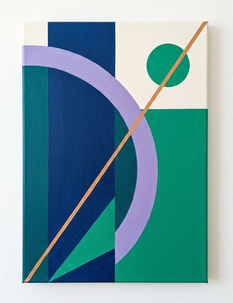 Geometric Pattern Abtract Art for Modernism Decor, Blue, Green, Purple Color, Original Contemporary Modern Paintings-LargePaintingArt.com