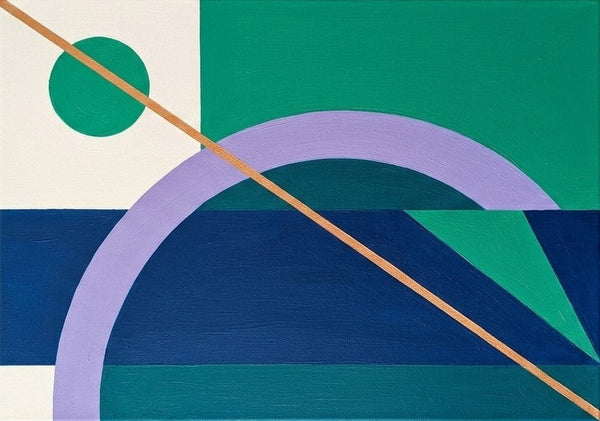 Geometric Pattern Abtract Art for Modernism Decor, Blue, Green, Purple Color, Original Contemporary Modern Paintings-LargePaintingArt.com