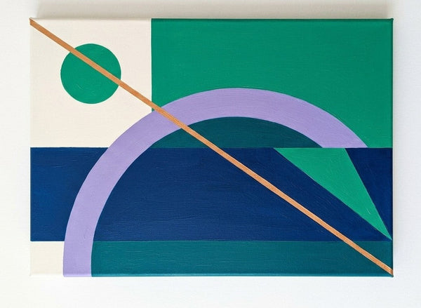 Geometric Pattern Abtract Art for Modernism Decor, Blue, Green, Purple Color, Original Contemporary Modern Paintings-LargePaintingArt.com