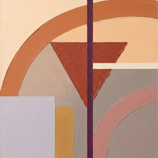 Geometric Pattern Abstract Paintings for Modernism Decor, Terracotta, Beige, Taupe Colors, Modern Contemporary Wall Art-LargePaintingArt.com