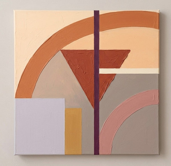 Geometric Pattern Abstract Paintings for Modernism Decor, Terracotta, Beige, Taupe Colors, Modern Contemporary Wall Art-LargePaintingArt.com