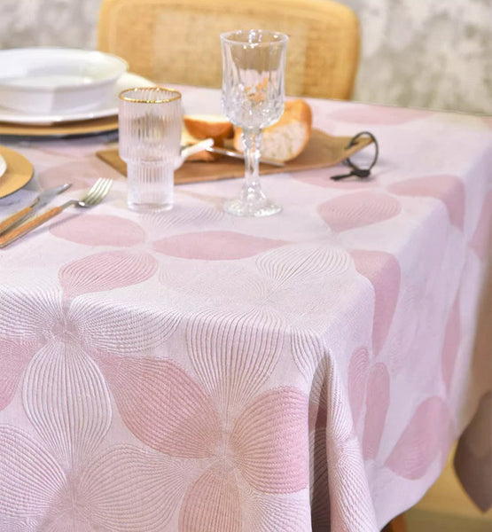 Simple Contemporary Pink Cotton Tablecloth, Square Tablecloth for Round Table,Large Rectangle Table Covers for Dining Room Table, Modern Table Cloths for Kitchen-LargePaintingArt.com