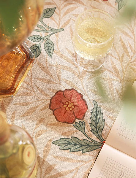 Cornflower and Wild Rose Flower Farmhouse Table Cloth, Modern Rectangle Tablecloth Ideas for Dining Table, Square Linen Tablecloth for Coffee Table-LargePaintingArt.com