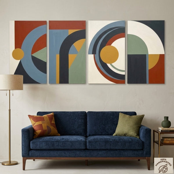 Geometric Modern Painting, Colorful Abstact Art, Original Canvas Wall Art for Living Room-LargePaintingArt.com