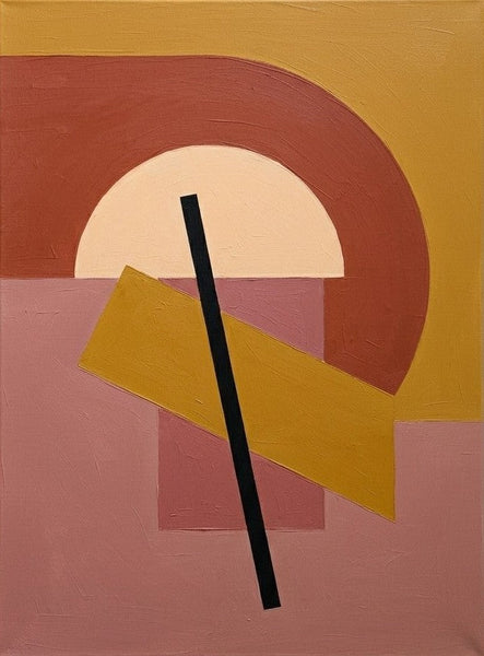 Contemporary Canvas Wall Art, Terracotta, Dusty Pink, Ochre Color, Geometric Pattern Abtract Artwork, Original Abstract Paintings-LargePaintingArt.com