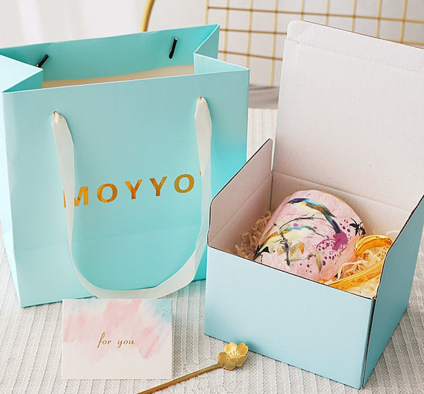 Elegant Pink Ceramic Coffee Mug, Beautiful Bird Flower Ceramic Mug, Large Creative Bone China Porcelain Mug, Large Capacity Ceramic Mugs for Office-LargePaintingArt.com