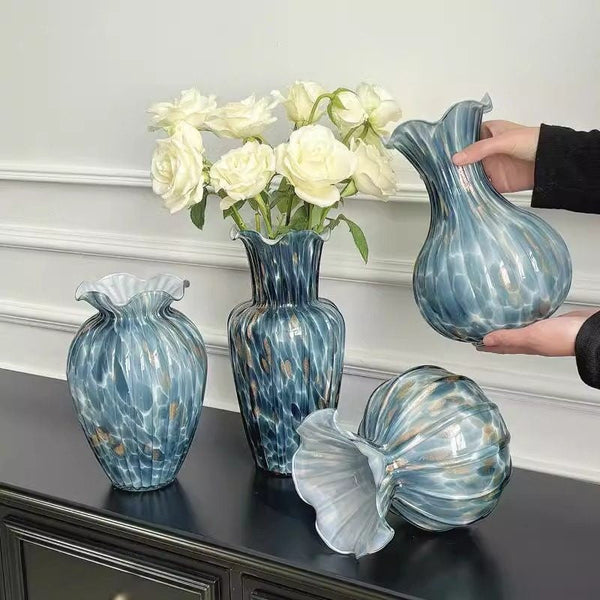 Centerpiece Vases on Table, Handmade Liuli Vases, Color Glaze Vase, Modern Glass Bud Vases, Contemporary Vases for Modern Home Decor-LargePaintingArt.com