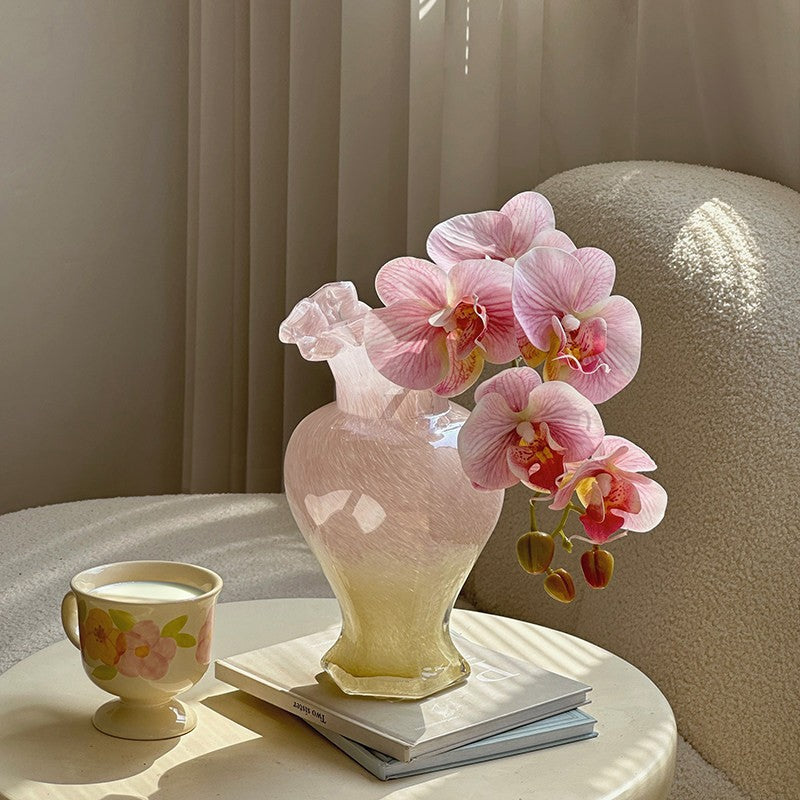●MODERN VINTAGE GLASS FLOWER VASE● GIDARY Clear Ribbed Glass Vase,Tall Flower Vase for Modern Home