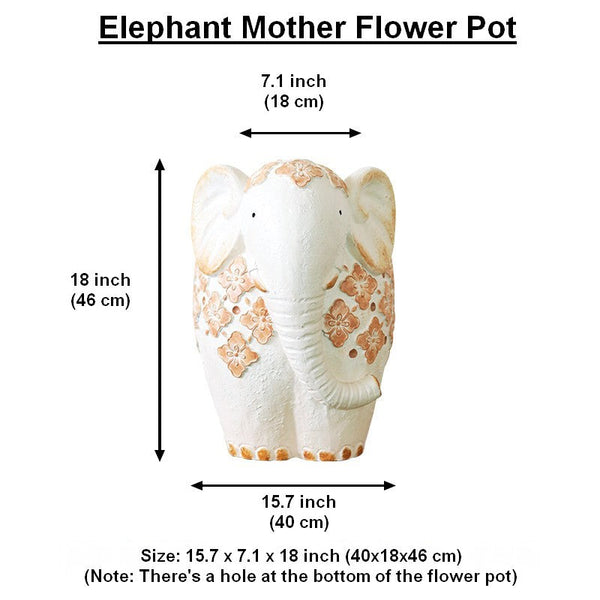 Animal Statue for Garden Ornaments, Oversized Modern Garden Flower Pot, Extra Large Elephant Garden Flowerpots, Resin Statue for Garden, Villa Outdoor Garden Flower Pots-LargePaintingArt.com