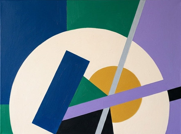 Wall Art for Mid-Century Contemporary Living Room, Blue, Green, Purple Color Geometric Pattern Abstract Modern Wall Art-LargePaintingArt.com