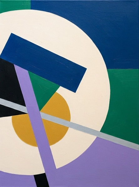 Wall Art for Mid-Century Contemporary Living Room, Blue, Green, Purple Color Geometric Pattern Abstract Modern Wall Art-LargePaintingArt.com