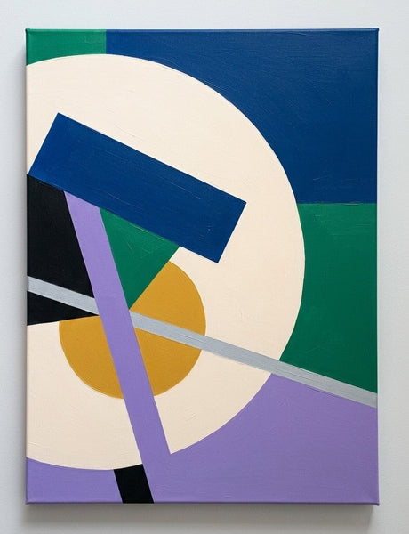 Wall Art for Mid-Century Contemporary Living Room, Blue, Green, Purple Color Geometric Pattern Abstract Modern Wall Art-LargePaintingArt.com
