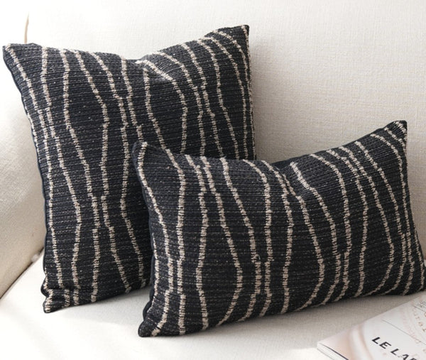 Modern Pillows for Dining Room, Modern Sofa Pillows, Large Modern Sofa Pillows, Decorative Throw Pillows for Couch, Black Contemporary Throw Pillows-LargePaintingArt.com