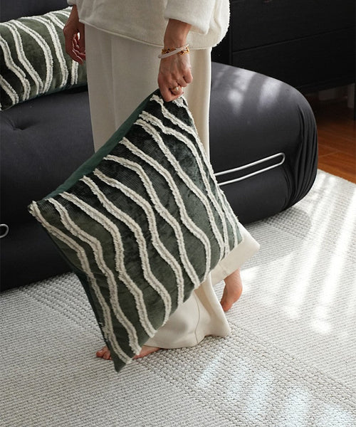 Large Simple Throw Pillow for Bedroom, Contemporary Pillows, Abstract Decorative Throw Pillows, Green Square Modern Throw Pillows for Couch-LargePaintingArt.com