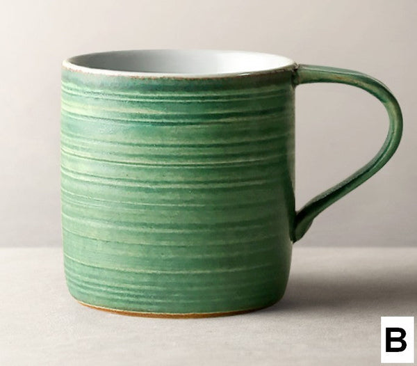 Blue Green Black Ceramic Coffee Mugs, Creative Handmade Coffee Mugs, Large Modern Handmade Pottery Coffee Cup, Large Capacity Coffee Mugs-LargePaintingArt.com