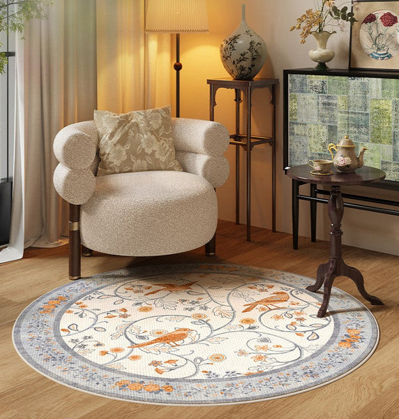 Dining Room Contemporary Round Rugs, Bedroom Modern Round Rugs, Modern Rug Ideas for Living Room, Circular Modern Rugs under Chairs-LargePaintingArt.com