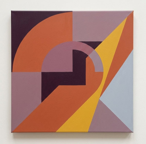 Original Contemporary Artwork, Mauve, Yellow, Terracotta Colors, Geometric Pattern Modern Paintings for Modernism Decor-LargePaintingArt.com