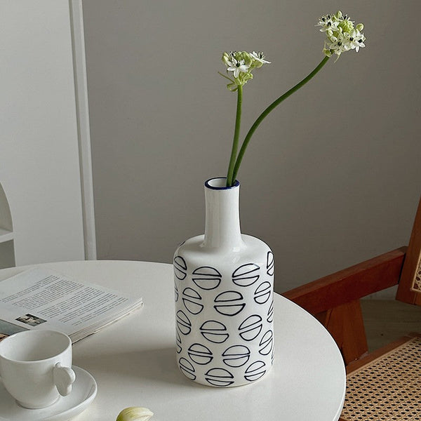 Modern Porcelain Flower Vases, Water Holding Flower Vases, Ceramic Bud Vases, Centerpiece for Dining Table, Small Flower Vases on Table-LargePaintingArt.com