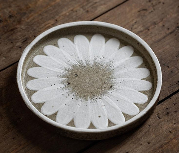 Daisy Flower Pattern Coffee Cup, 8 oz Cappuccino Coffee Mug, Pottery Coffee Cups, Latte Coffee Cup, Tea Cup, Coffee Cup and Saucer Set-LargePaintingArt.com