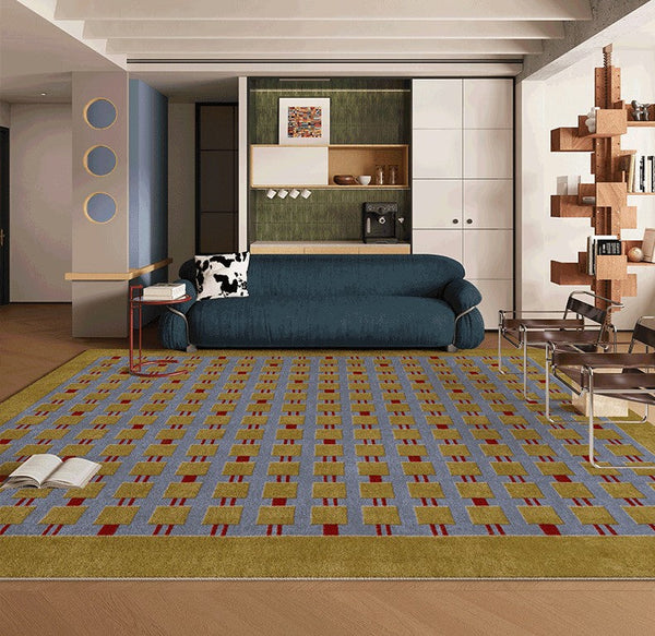 Mid Century Modern Rugs for Living Room, Vintage Area Rugs for Bedroom, Large Contemporary Area Rugs for Dining Room-LargePaintingArt.com