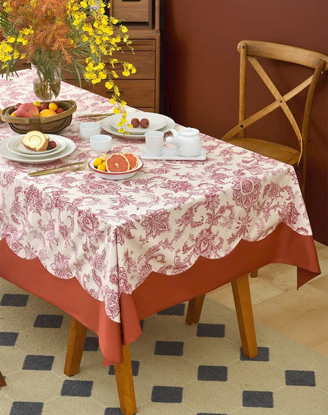 Extra Large Rectangle Tablecloth for Dining Room Table, Country Farmhouse Tablecloth, Flowers Pattern Rustic Table Covers for Kitchen, Square Tablecloth for Round Table-LargePaintingArt.com