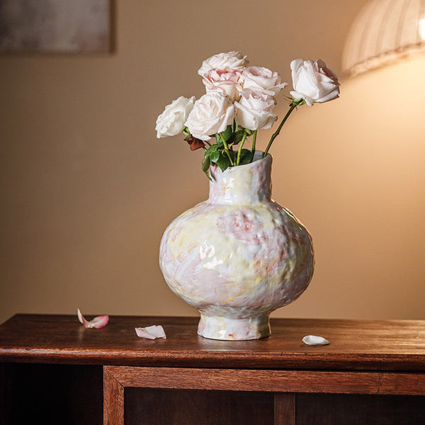 Modern Bouquet Flower Vases, Handmade Water Holding Flower Vases, Centerpiece on Dining Table, Large Flower Vase on Table, Pottery Flower Vases-LargePaintingArt.com