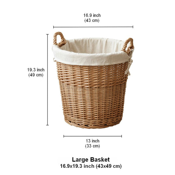 Large Food Storage Basket with Handle, Natural Hand-woven Wicker Storage Basket for Clothes, Willow Weaving Baskets for Clothes, Extra Large Kitchen Storage Baskets-LargePaintingArt.com