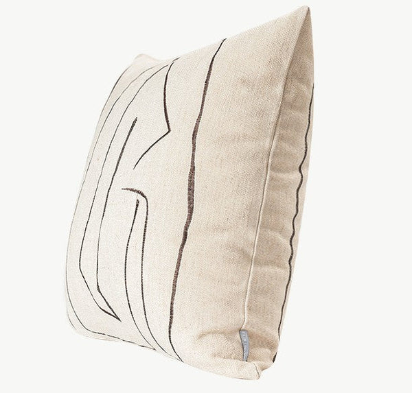 Geometric Square Modern Throw Pillows for Couch, Beige Decorative Throw Pillows, Large Contemporary Throw Pillow for Interior Design-LargePaintingArt.com