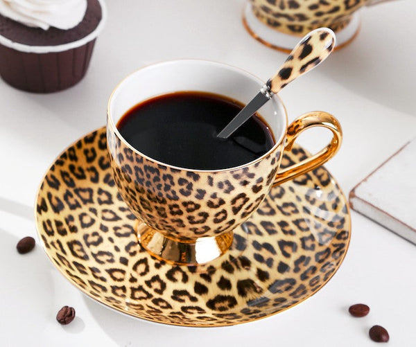 Unique Ceramic Coffee Cups and Saucers, Creative Ceramic Coffee Cups, Beautiful British Tea Cups, Creative Bone China Porcelain Tea Cup Set-LargePaintingArt.com