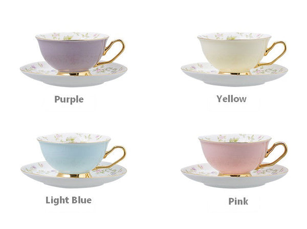 Elegant Ceramic Coffee Cups, Beautiful British Tea Cups, Unique Afternoon Tea Cups and Saucers in Gift Box, Royal Bone China Porcelain Tea Cup Set-LargePaintingArt.com