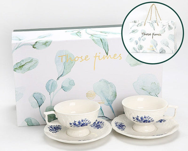 Porcelain Coffee Saucer, Traditional Ceramic Tea Cup with Saucer, Afternoon Tea Saucer Set, Coffee Gift Box Set, Vintage Tea Cup Set, Modern Ceramic Cup-LargePaintingArt.com