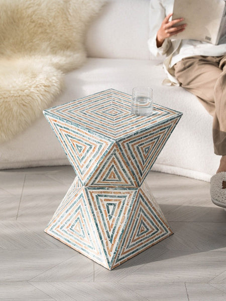 Modern Small End Table, Contemporary Small Sofa Side Table, Unique Shell Small Side Table, Portable Casual Side Table, Creative Coffee Table-LargePaintingArt.com