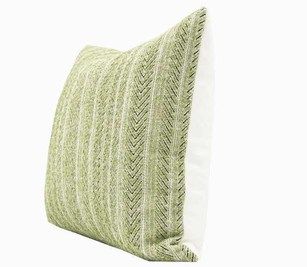 Morocco Green White Modern Sofa Pillows, Large Square Modern Throw Pillows for Couch, Large Decorative Throw Pillows, Simple Throw Pillow for Interior Design-LargePaintingArt.com