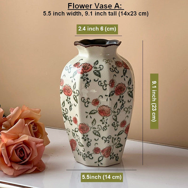 Rustic Porcelain Flower Vases, Handmade Water Holding Flower Vases, Ceramic Bouquet Vases, Tall Flower Vases on Table-LargePaintingArt.com