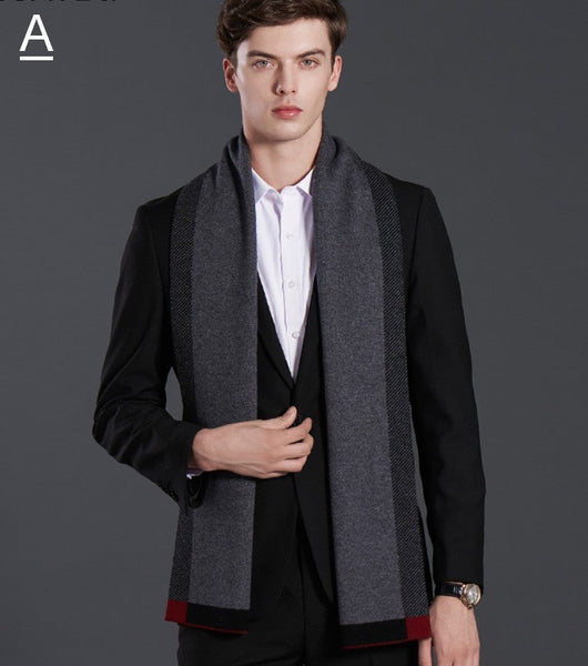 Fashion Scarf, Simple Business Formal Men Scarf Styles, Beige Thick Wool Scarf, Wool Scarf for Gentleman, Men's Winter Scarf, Casual Scarf Men, Men's Wool Scarf Winter-LargePaintingArt.com