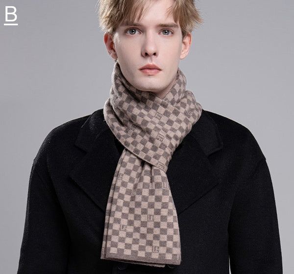 Business Formal Men Scarf Styles, Men's Winter Scarf, Wool Scarf for Gentleman, Thick Wool Scarf, Casual Scarf Men, Men's Wool Scarf Winter, Fashion Scarf-LargePaintingArt.com