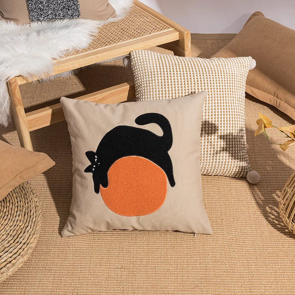 Lazy Cat Decorative Pillows, Modern Pillow Covers, Modern Decorative Sofa Pillows, Decorative Throw Pillows for Couch-LargePaintingArt.com
