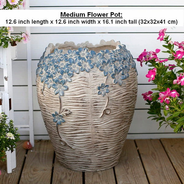 Extra Large Garden Flower Planters, Oversized Garden Flower Pot, Garden Ornaments, Large Resin Gardern Flower Planter, Modern Outdoor Garden Flower Pots-LargePaintingArt.com
