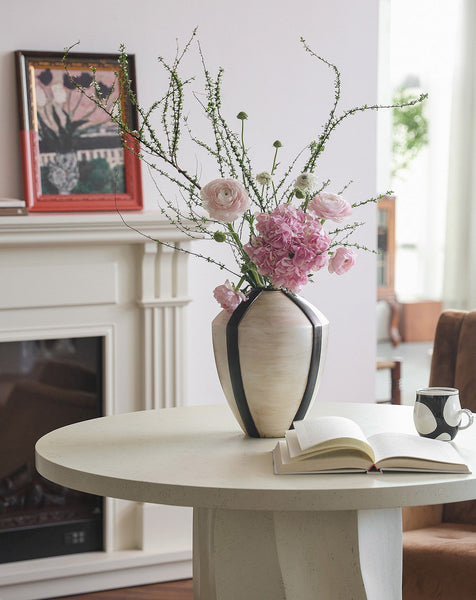 Centerpiece Ceramic Bouquet Vases, Porcelain Vases for Modern Home Decor, Large Contemporary Vases on Dining Table, Handmade Modern Flower Vase-LargePaintingArt.com