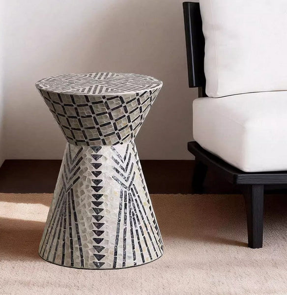 Contemporary Round Side Table, Creative Coffee Table, Bedside Small Side Table, Portable Casual Side Table, Shell Small Sofa Side Table-LargePaintingArt.com
