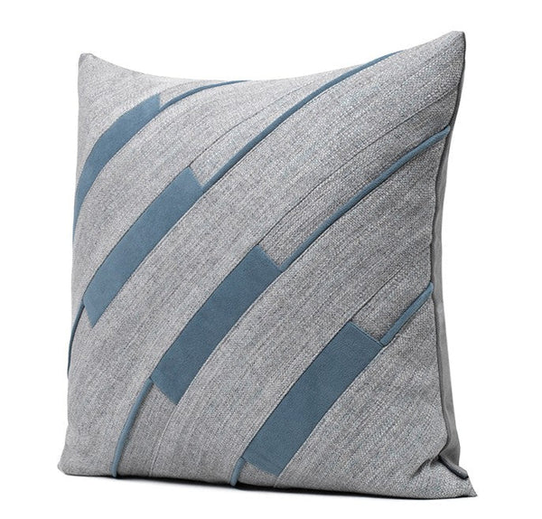 Grey Blue Decorative Pillows, Grey Throw Pillow for Couch, Simple Modern Sofa Pillows, Modern Throw Pillows for Couch-LargePaintingArt.com