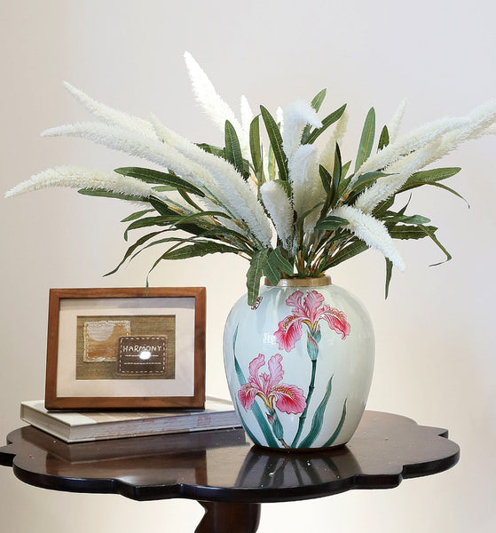 Centerpiece Ceramic Bouquet Vases, Handmade Modern Flower Vase, Large Flower Vases on Dining Table, Porcelain Flower Vases-LargePaintingArt.com