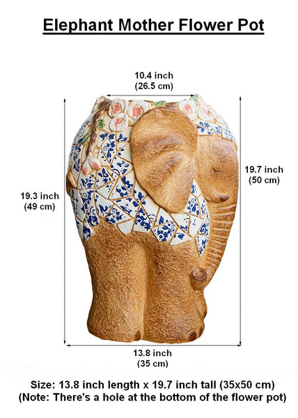 Modern Outdoor Garden Flower Pots, Extra Large Elephant Garden Flowerpots, Oversized Garden Flower Pot, Animal Statue for Garden Ornaments, Large Resin Statue for Garden-LargePaintingArt.com