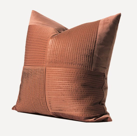 Large Modern Sofa Pillows, Decorative Modern Pillows for Couch, Brick Red Modern Pillows for Living Room, Contemporary Throw Pillows-LargePaintingArt.com