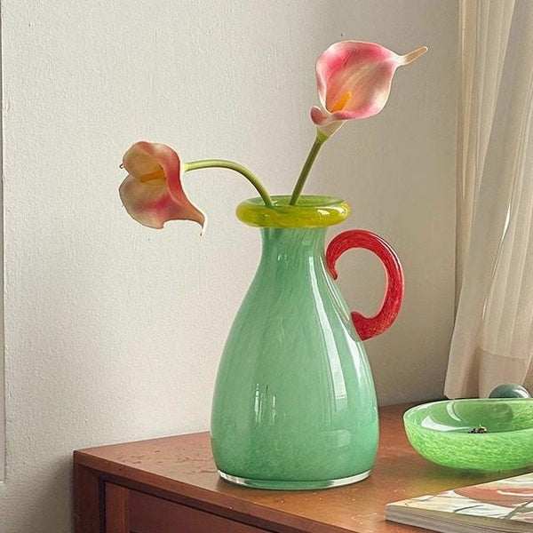 Small Flower Vase, Modern Glass Flower Vases, Handmade Glass Bud Vases, Water Holding Flower Vases, Flower Vases on Table-LargePaintingArt.com