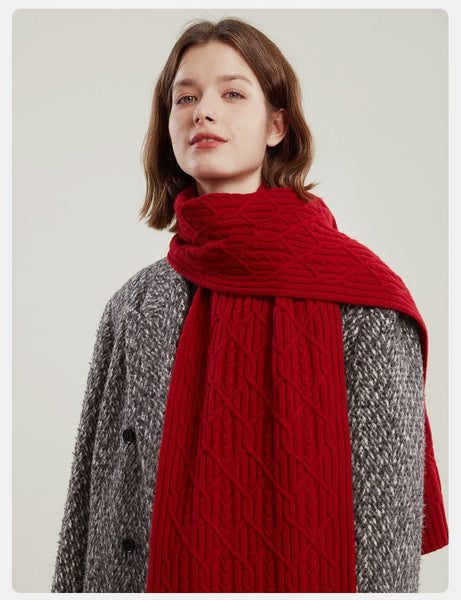 Cold Weather Scarf, Casual Scarf for Women, Fashion Designer Scarf, Red Winter Scarf, Modern Wool Scarf for Women, Soft Cashmere Scarf for Women-LargePaintingArt.com