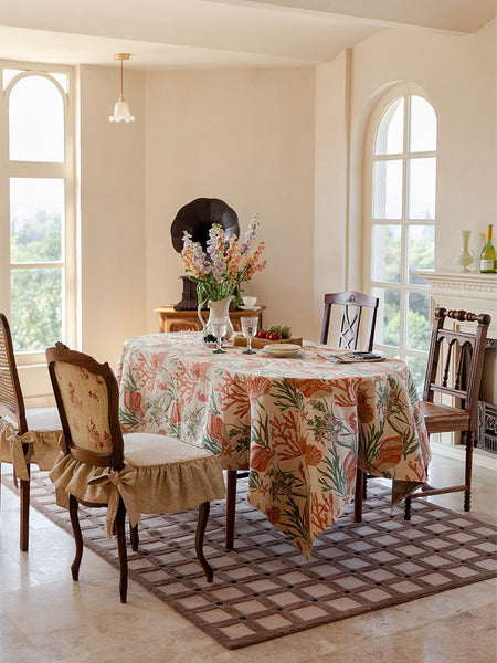 Sea Shell Pattern Tablecloth, Large Modern Rectangle Tablecloth for Dining Room Table, Square Tablecloth, Farmhouse Table Cloth, Wedding Tablecloth-LargePaintingArt.com